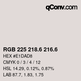 カラーコード: RGB 225 218.6 216.6 | qconv.com