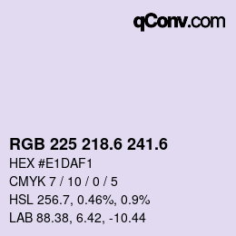 カラーコード: RGB 225 218.6 241.6 | qconv.com