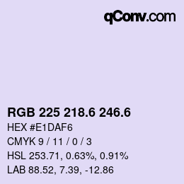 カラーコード: RGB 225 218.6 246.6 | qconv.com