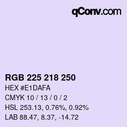 Color code: RGB 225 218 250 | qconv.com