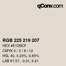 Color code: RGB 225 219 207 | qconv.com