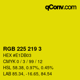 Color code: RGB 225 219 3 | qconv.com