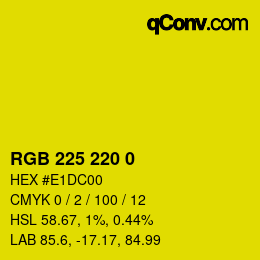 Color code: RGB 225 220 0 | qconv.com