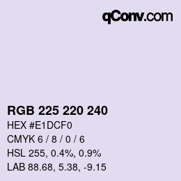 Color code: RGB 225 220 240 | qconv.com