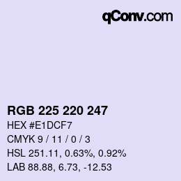 カラーコード: RGB 225 220 247 | qconv.com