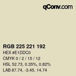 Color code: RGB 225 221 192 | qconv.com