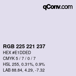 Color code: RGB 225 221 237 | qconv.com