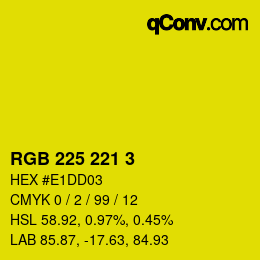 カラーコード: RGB 225 221 3 | qconv.com