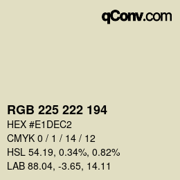 カラーコード: RGB 225 222 194 | qconv.com