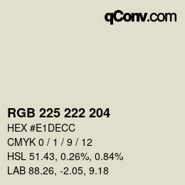 颜色代码: RGB 225 222 204 | qconv.com