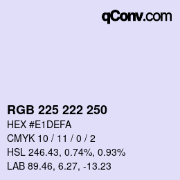 Código de color: RGB 225 222 250 | qconv.com
