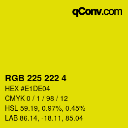 Color code: RGB 225 222 4 | qconv.com