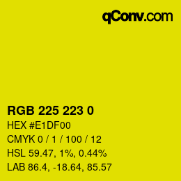 Color code: RGB 225 223 0 | qconv.com
