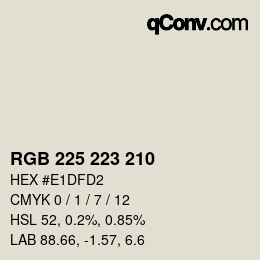 Color code: RGB 225 223 210 | qconv.com