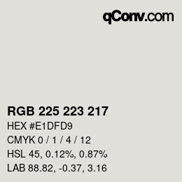 カラーコード: RGB 225 223 217 | qconv.com