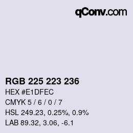 Farbcode: RGB 225 223 236 | qconv.com