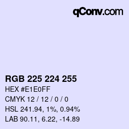 カラーコード: RGB 225 224 255 | qconv.com