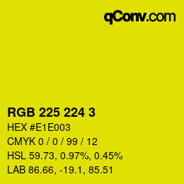 Color code: RGB 225 224 3 | qconv.com