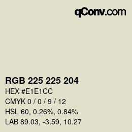Color code: RGB 225 225 204 | qconv.com