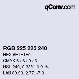 Color code: RGB 225 225 240 | qconv.com