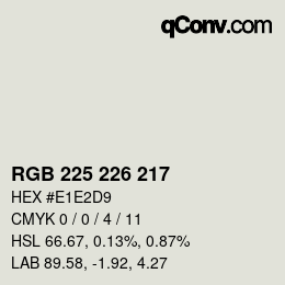 Color code: RGB 225 226 217 | qconv.com