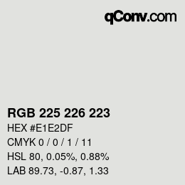 Color code: RGB 225 226 223 | qconv.com