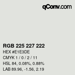 カラーコード: RGB 225 227 222 | qconv.com