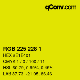 Color code: RGB 225 228 1 | qconv.com