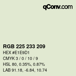 Color code: RGB 225 233 209 | qconv.com