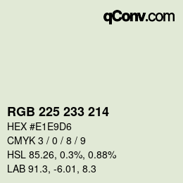 颜色代码: RGB 225 233 214 | qconv.com