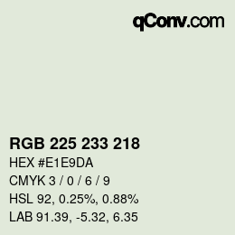Color code: RGB 225 233 218 | qconv.com