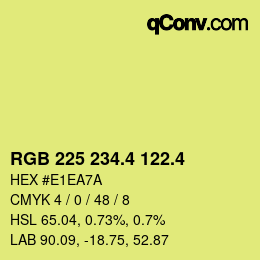 カラーコード: RGB 225 234.4 122.4 | qconv.com