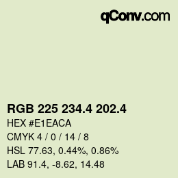 カラーコード: RGB 225 234.4 202.4 | qconv.com