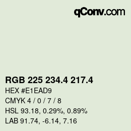 カラーコード: RGB 225 234.4 217.4 | qconv.com