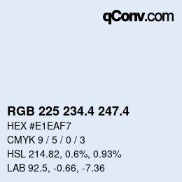 カラーコード: RGB 225 234.4 247.4 | qconv.com