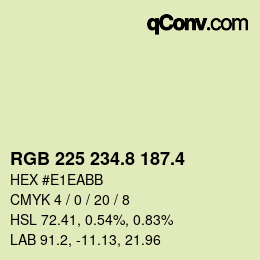 カラーコード: RGB 225 234.8 187.4 | qconv.com