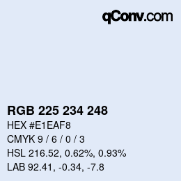 Color code: RGB 225 234 248 | qconv.com