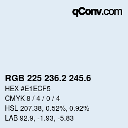 カラーコード: RGB 225 236.2 245.6 | qconv.com