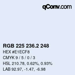 カラーコード: RGB 225 236.2 248 | qconv.com