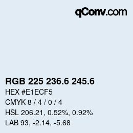 カラーコード: RGB 225 236.6 245.6 | qconv.com