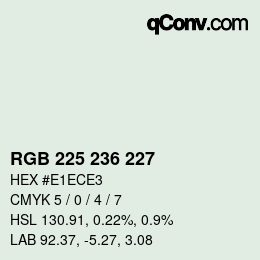 カラーコード: RGB 225 236 227 | qconv.com