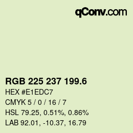 カラーコード: RGB 225 237 199.6 | qconv.com