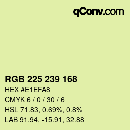 Color code: RGB 225 239 168 | qconv.com