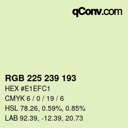 Color code: RGB 225 239 193 | qconv.com