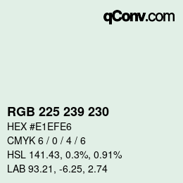 Color code: RGB 225 239 230 | qconv.com