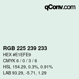 Color code: RGB 225 239 233 | qconv.com