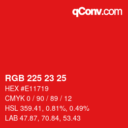 カラーコード: RGB 225 23 25 | qconv.com
