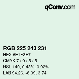 Color code: RGB 225 243 231 | qconv.com