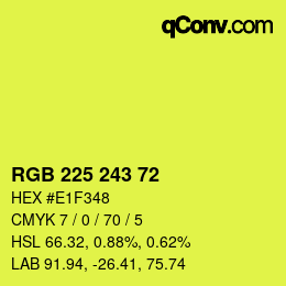 Color code: RGB 225 243 72 | qconv.com