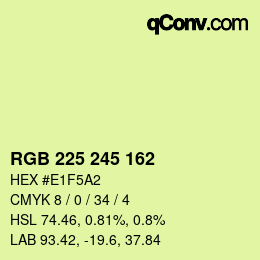 Color code: RGB 225 245 162 | qconv.com